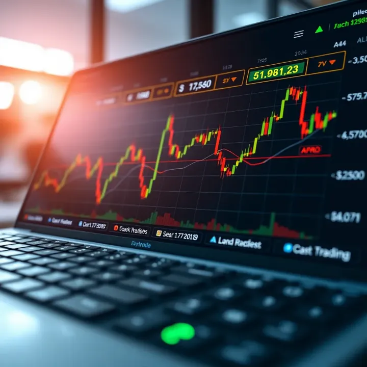 Interface of a day trading app showing real-time market charts and trading options