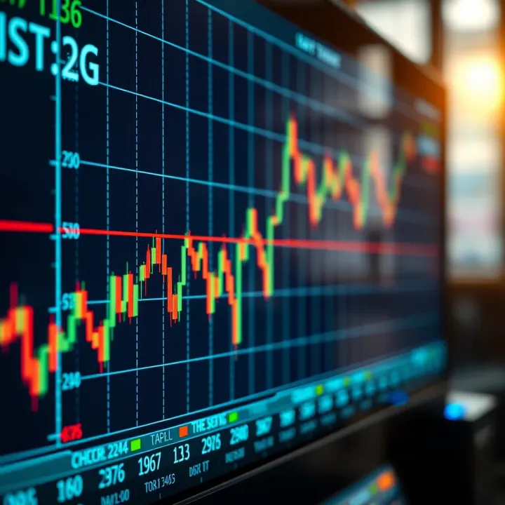 Graph showing intraday stock price fluctuations with highlighted trading points