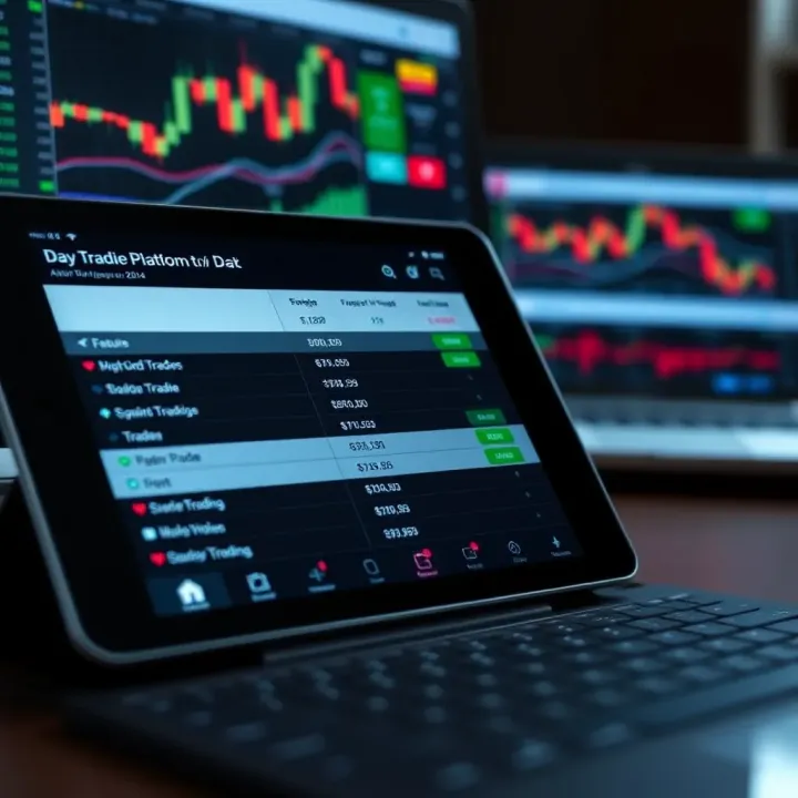 Comparison of key features and costs of various day trading platforms displayed on a digital tablet