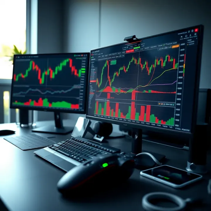 Digital trading workstation displaying multiple charts, indicators, and trading tools used for day trading strategies