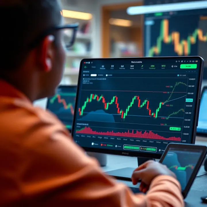 User interface showing demo account features and tools for investment practice