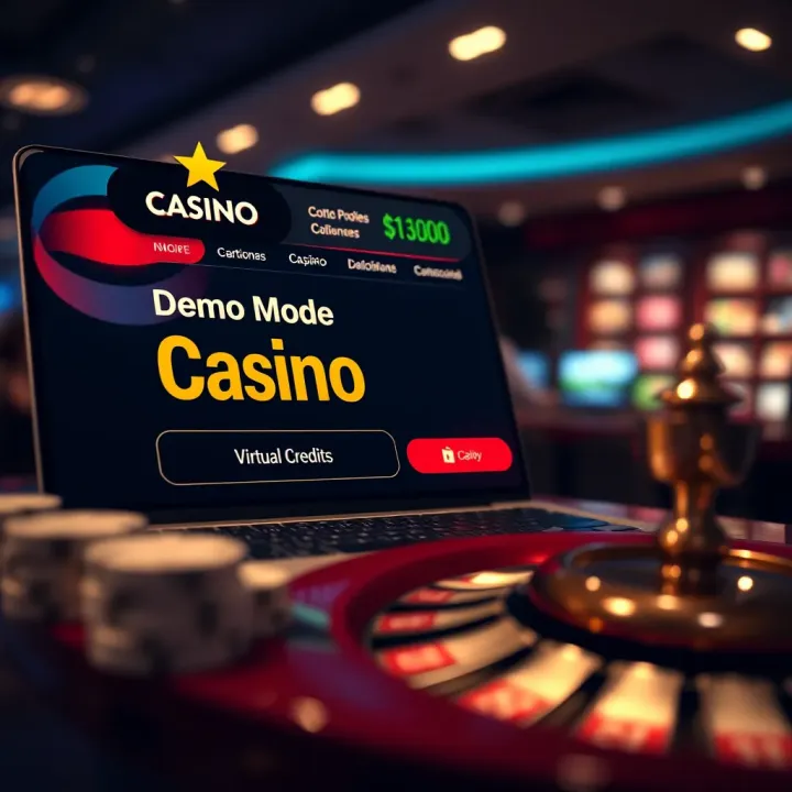 Online casino interface showing demo mode with game options and virtual credits