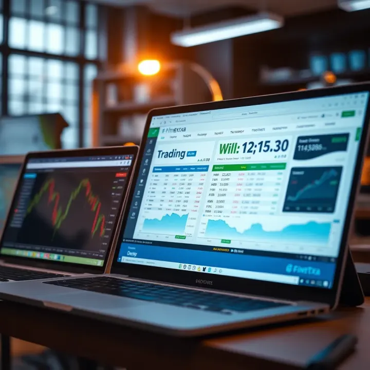 Comparison of various trading platforms showcasing demo accounts and their features on digital devices