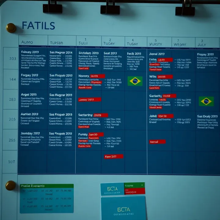 Calendar highlighting important economic events and dates in Brazil