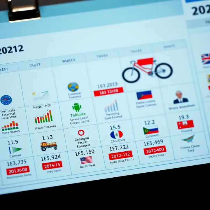 Calendar showing various economic event icons and dates marked for financial tracking