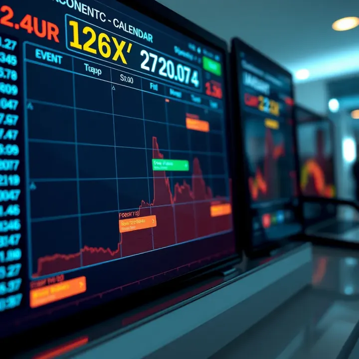 Economic calendar interface showing currency impact levels and event timing for forex trading