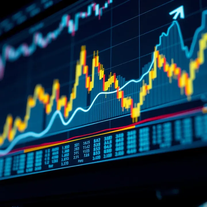 Graph with economic data trends aligned with trading strategy decisions for risk management