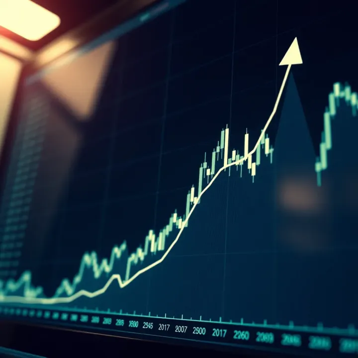 Graph showing upward trend representing binary options trading profits