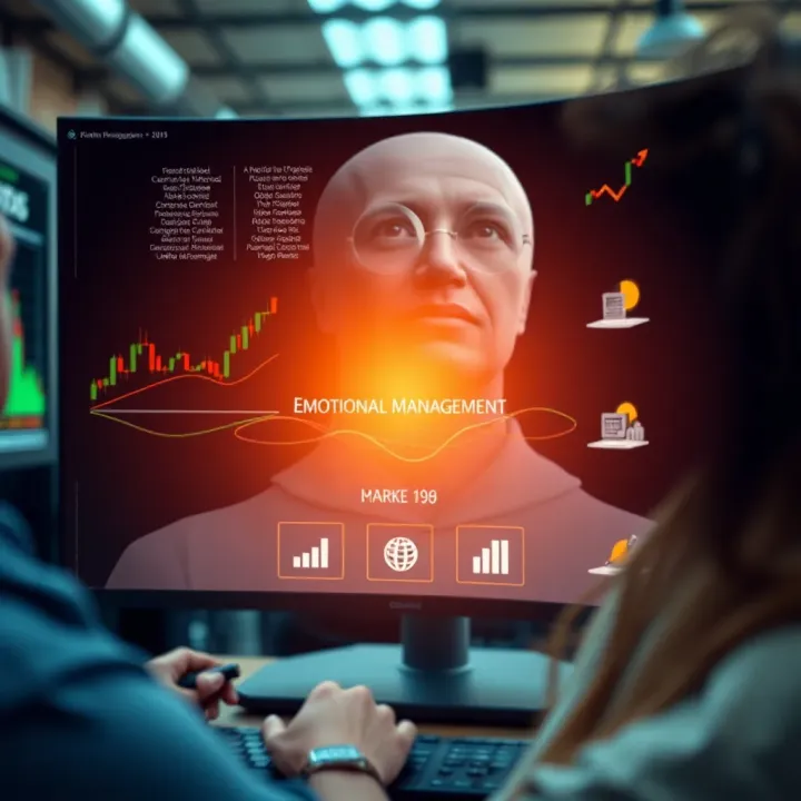 Illustration of emotional control techniques with charts and calm mindset icons