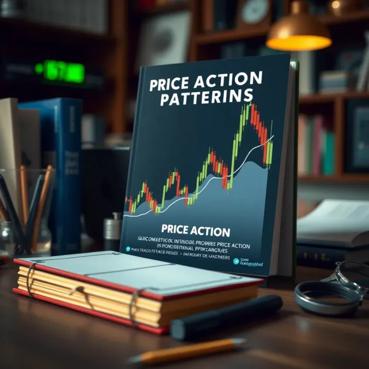 Book cover displaying candlestick chart patterns representing price movements in financial markets