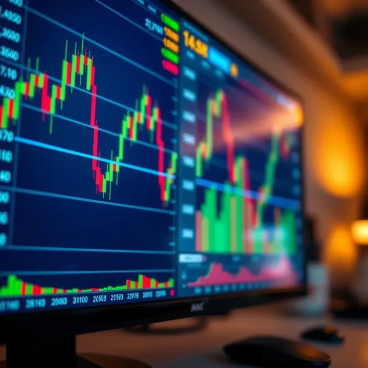 Illustration of financial market trends with price action indicators on a trading screen