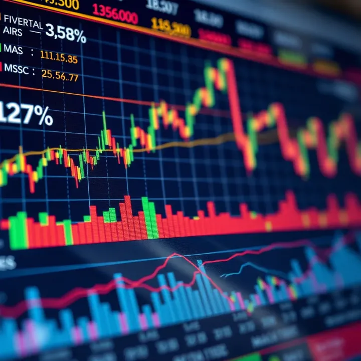 Graph showing trends and fluctuations in the financial market indicating analysis outcomes