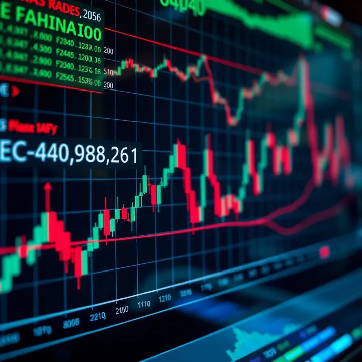 Graph illustrating currency exchange rates fluctuating over time on a digital trading platform