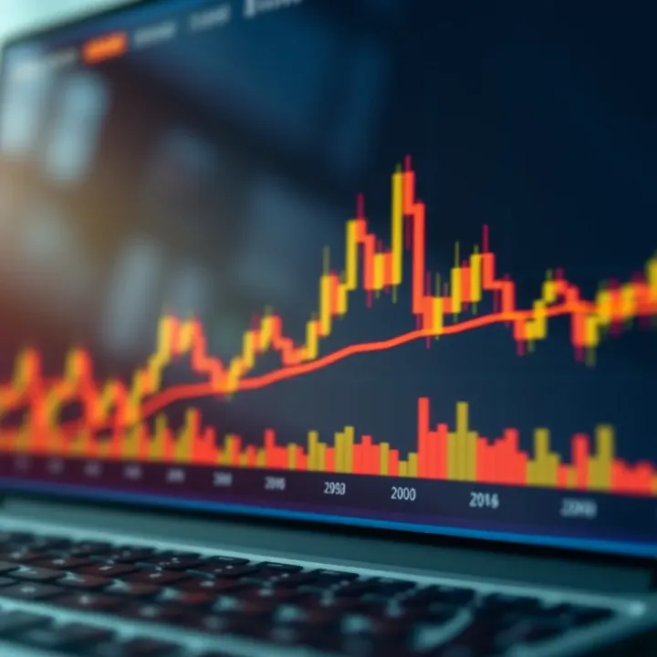 Candlestick chart showing price movements and trend analysis for binary options trading