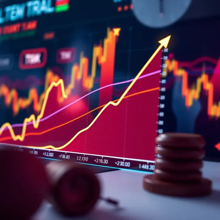 Graph showing financial growth and binary options trading strategies