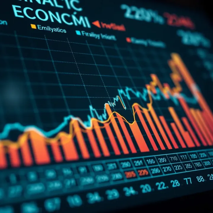 Graph illustrating major economic indicators such as GDP, inflation, and employment trends