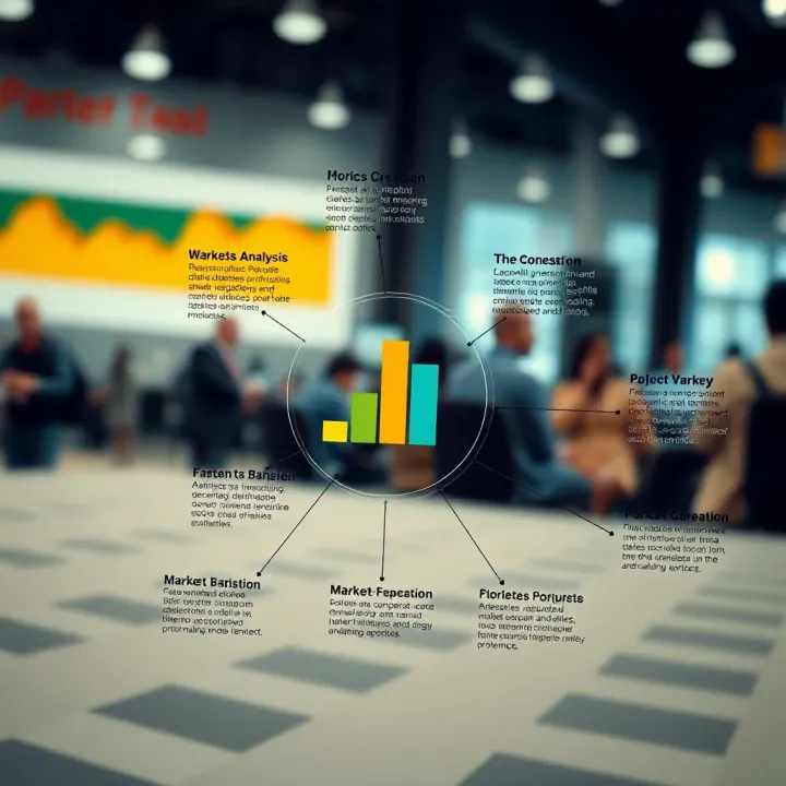 Infographic showing key concepts and approaches in market analysis for business decisions