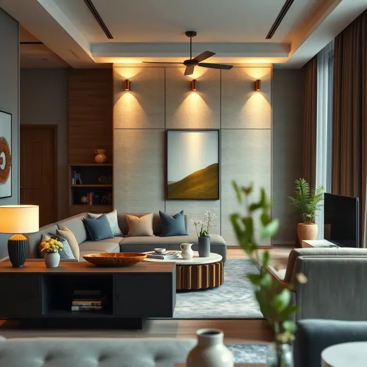 Contemporary interior design showcasing modern furniture and stylish decor elements