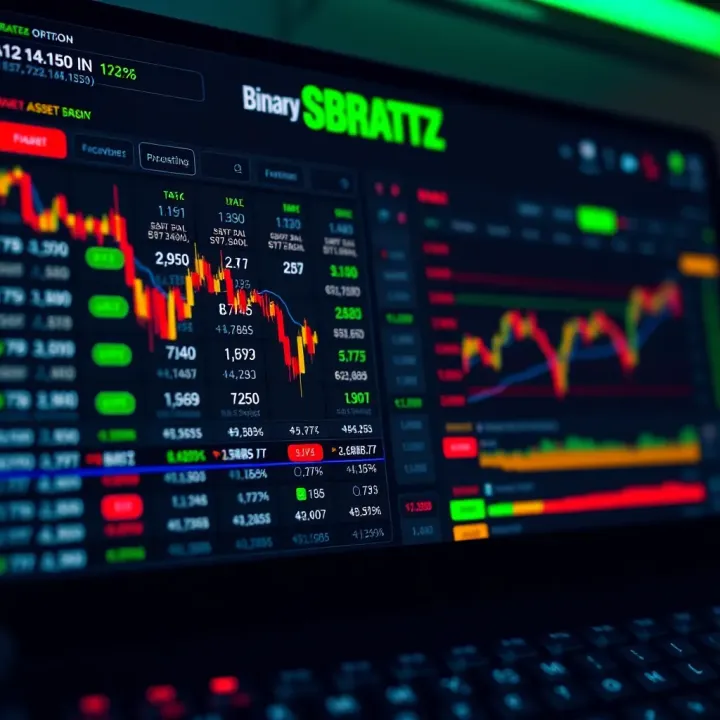 Interface of a binary options trading platform showing various asset options and real-time market data