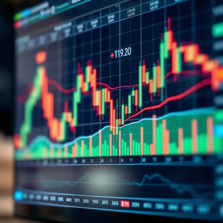 Graph showing price movements on a candlestick chart illustrating price action trading concepts
