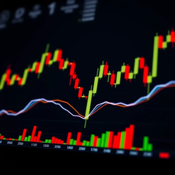 Chart showing candlestick patterns highlighting price movements in a financial market