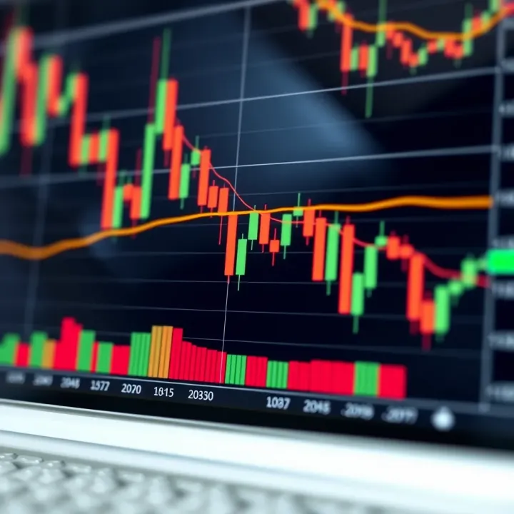 Chart showing price action patterns on a US stock market candlestick graph