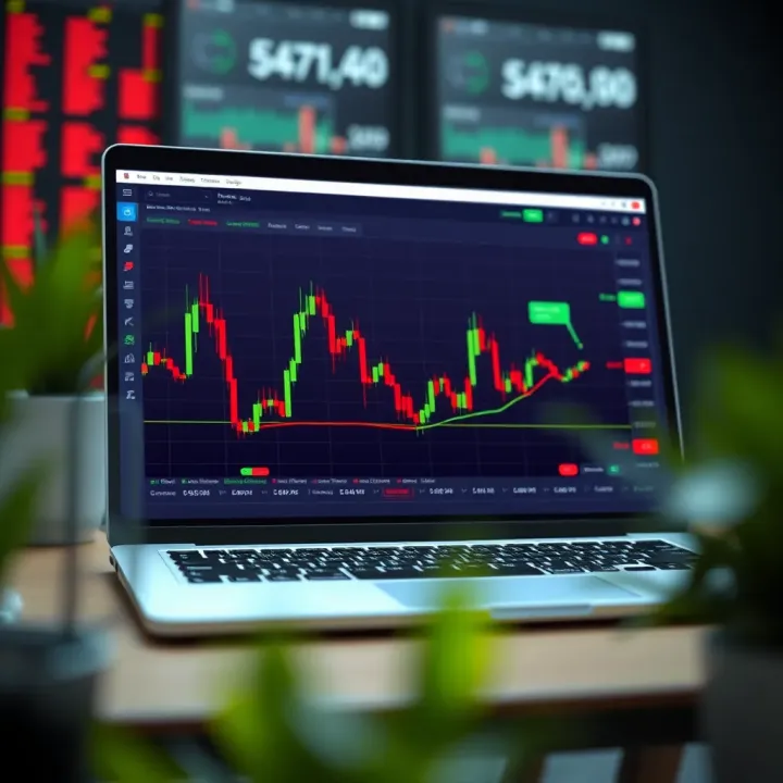 Graph showing financial trading simulation on Ratinho demo account interface