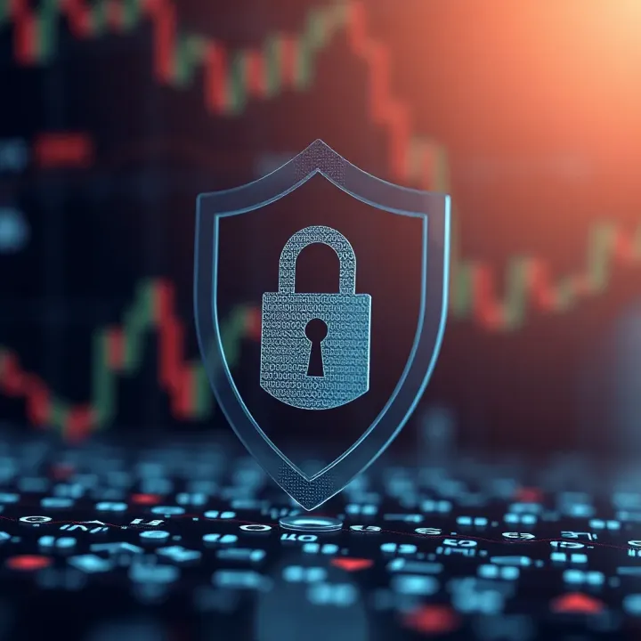 Shield symbol with a lock emphasizing secure trading and fraud prevention in binary options market