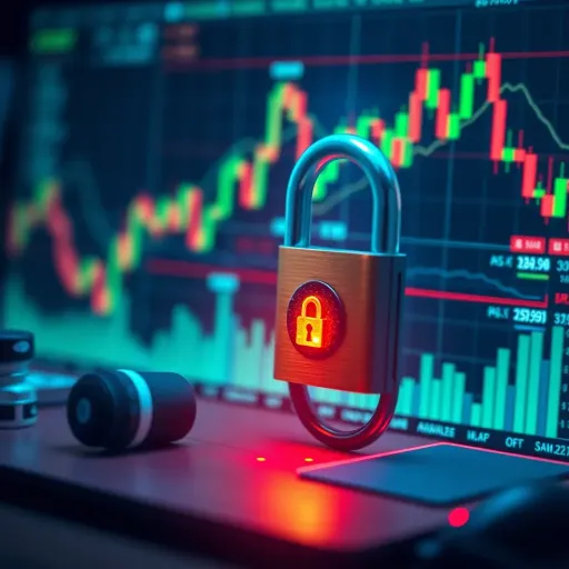 Conceptual illustration of secure online trading with digital lock and financial charts symbolizing safety and regulation