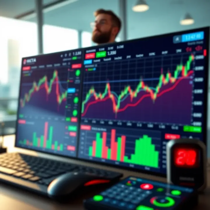 Digital dashboard showcasing trading tools and performance metrics used in day trade simulators