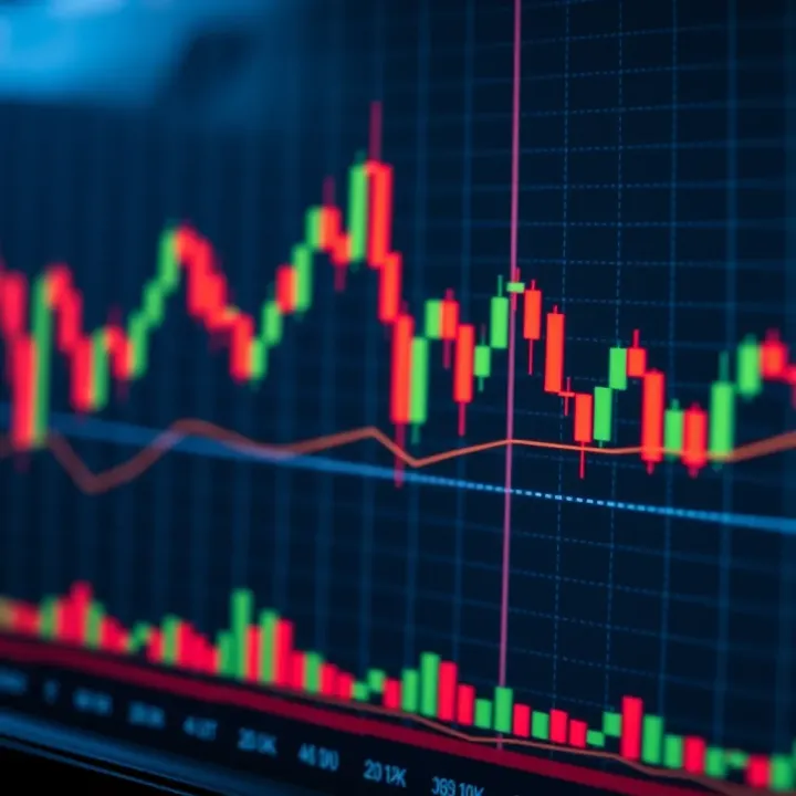 Graph showing candlestick patterns and trend lines for binary options trading