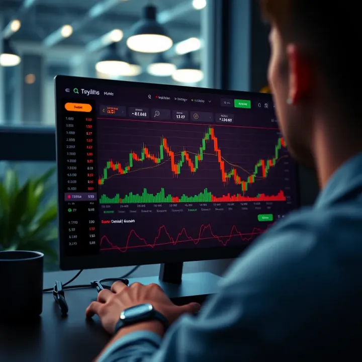 Virtual trading platform showing demo account with simulated financial data