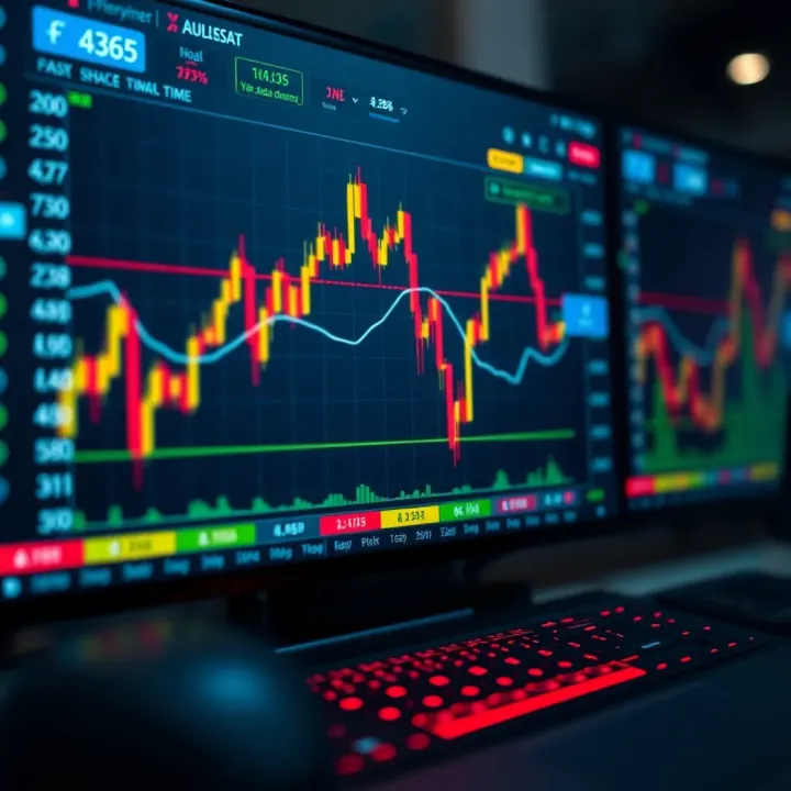 Graph and charts displayed on digital interface with investment data